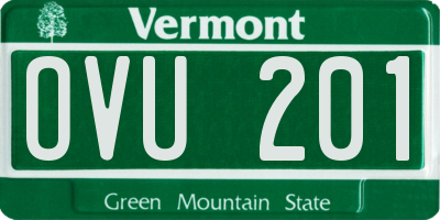 VT license plate OVU201