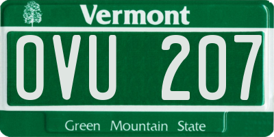 VT license plate OVU207