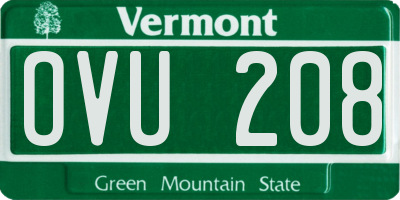 VT license plate OVU208