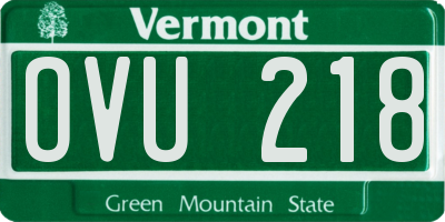 VT license plate OVU218