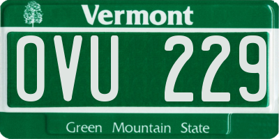 VT license plate OVU229