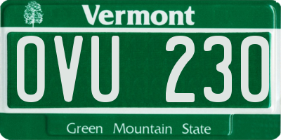 VT license plate OVU230