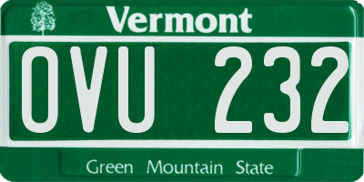 VT license plate OVU232