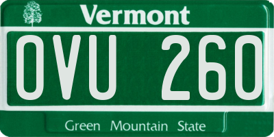 VT license plate OVU260