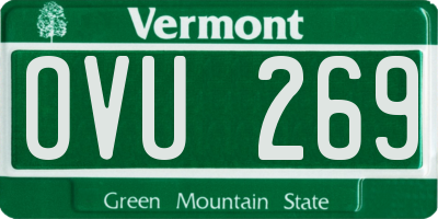 VT license plate OVU269