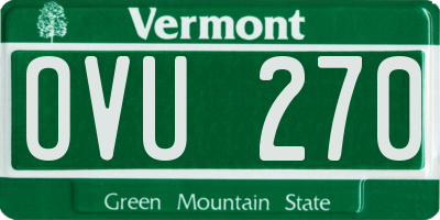 VT license plate OVU270