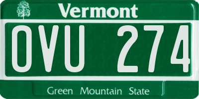 VT license plate OVU274