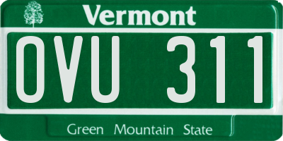 VT license plate OVU311