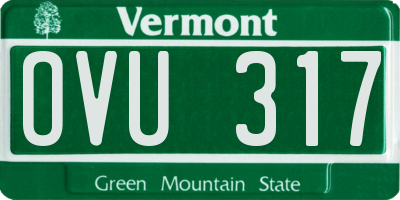 VT license plate OVU317