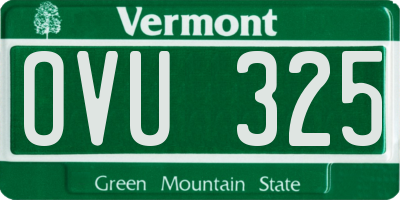 VT license plate OVU325