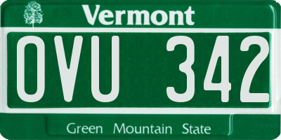 VT license plate OVU342