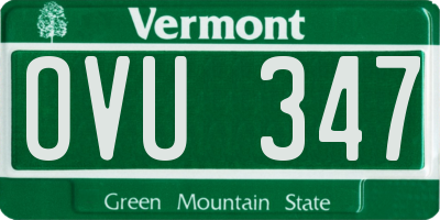VT license plate OVU347