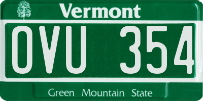 VT license plate OVU354
