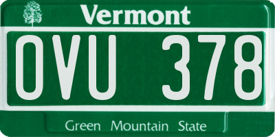 VT license plate OVU378