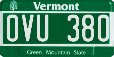 VT license plate OVU380