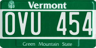 VT license plate OVU454