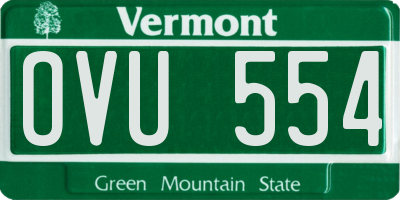 VT license plate OVU554