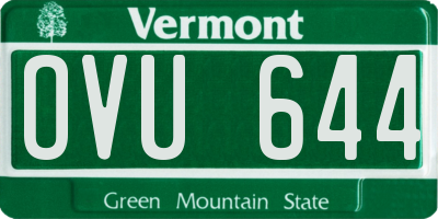 VT license plate OVU644