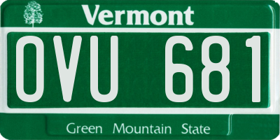 VT license plate OVU681