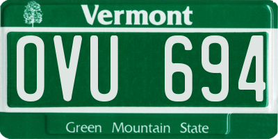 VT license plate OVU694