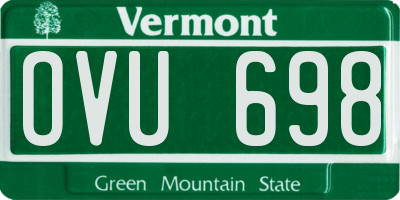 VT license plate OVU698