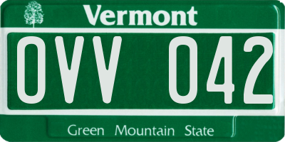 VT license plate OVV042