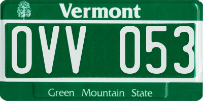 VT license plate OVV053