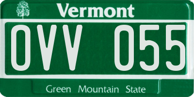 VT license plate OVV055