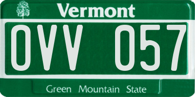 VT license plate OVV057