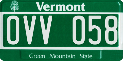VT license plate OVV058