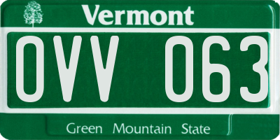VT license plate OVV063