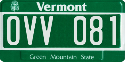 VT license plate OVV081