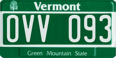 VT license plate OVV093