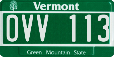 VT license plate OVV113
