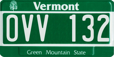 VT license plate OVV132