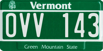 VT license plate OVV143