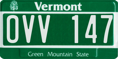 VT license plate OVV147