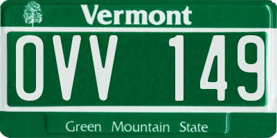 VT license plate OVV149