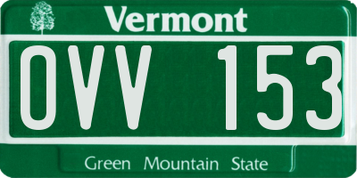 VT license plate OVV153