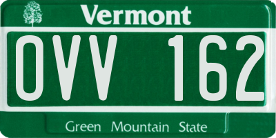 VT license plate OVV162