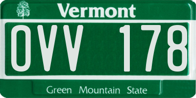 VT license plate OVV178