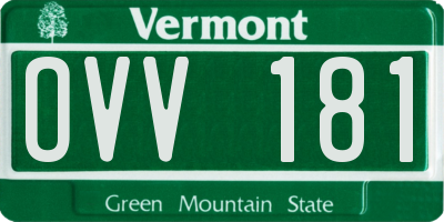 VT license plate OVV181