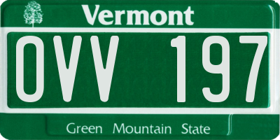VT license plate OVV197