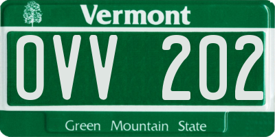 VT license plate OVV202