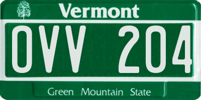 VT license plate OVV204