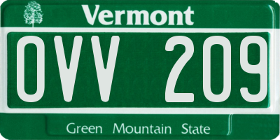 VT license plate OVV209
