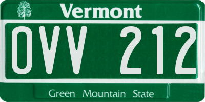 VT license plate OVV212