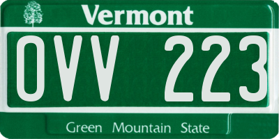 VT license plate OVV223