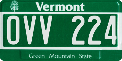 VT license plate OVV224