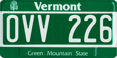 VT license plate OVV226